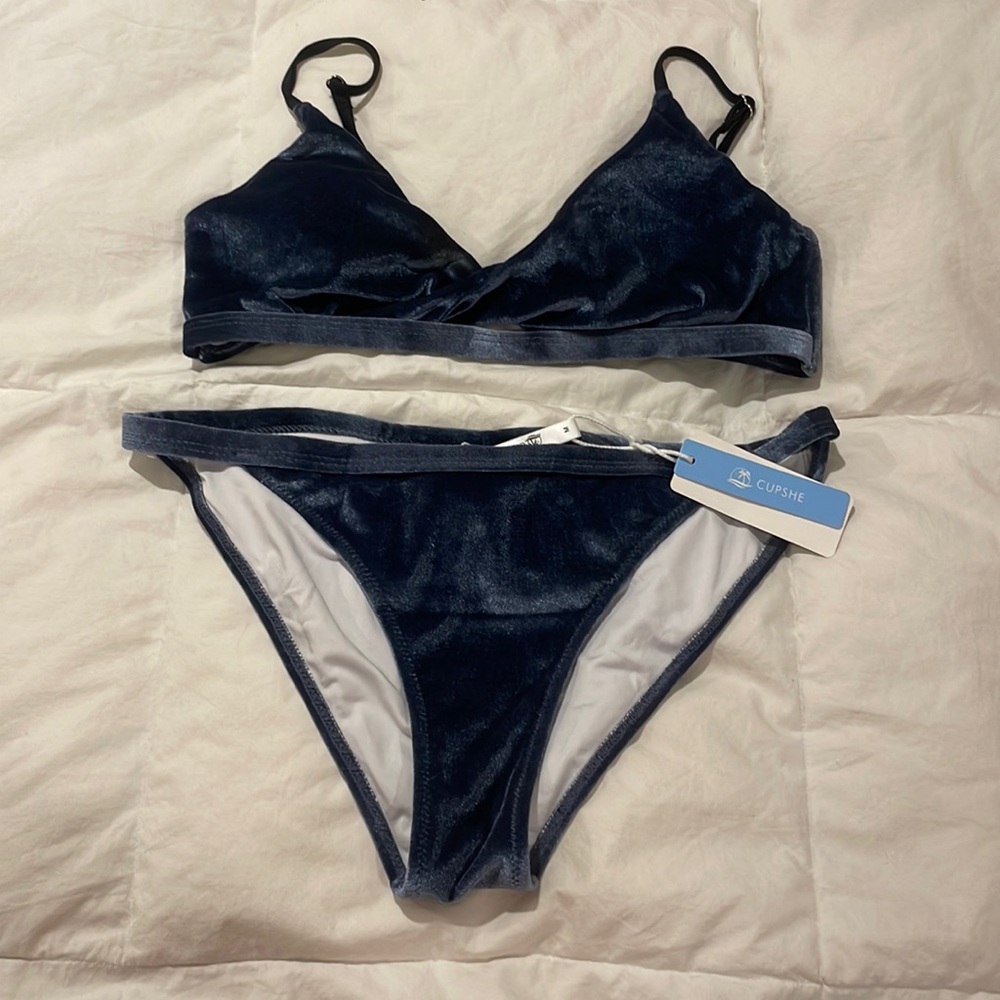Dark blue velvet swimsuit